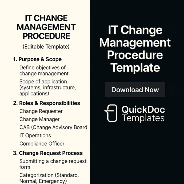 IT Change Management Procedure Template – Editable Request & Approval Workflow
