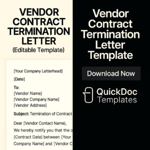 Vendor Contract Termination Letter Template – Editable Notice for Ending Agreements