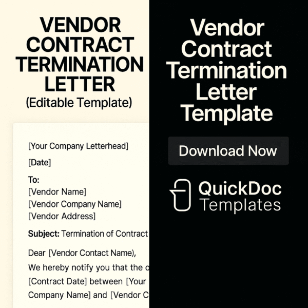 Vendor Contract Termination Letter Template – Editable Notice for Ending Agreements