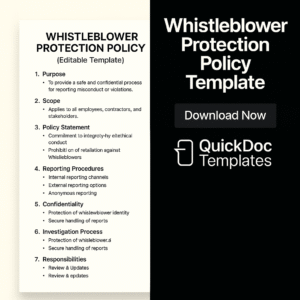 Whistleblower Protection Policy Template – Editable Compliance & Ethics Guidelines
