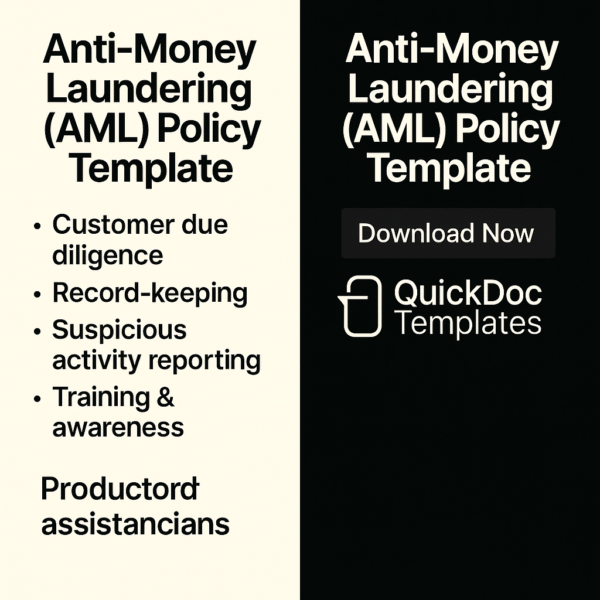 Anti-Money Laundering (AML) Policy Template – Editable Compliance Guidelines