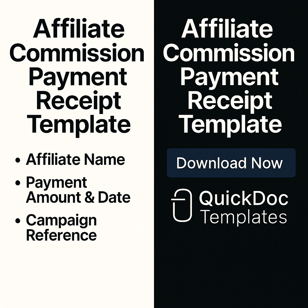 Affiliate Commission Payment Receipt Template – Editable Receipt for Confirming Partner or Affiliate Payouts