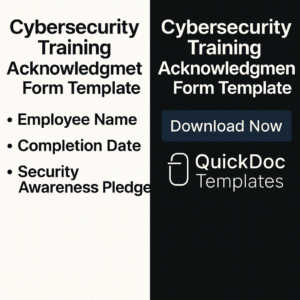 Cybersecurity Training Acknowledgment Form Template – Editable Employee Confirmation Form for Security Awareness Compliance