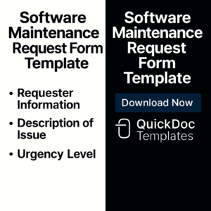 Software Maintenance Request Form Template – Editable Form to Report Technical Issues and Request Software Fixes