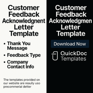 Customer Feedback Acknowledgment Letter Template – Editable Thank You Letter to Recognize and Respond to Customer Feedback
