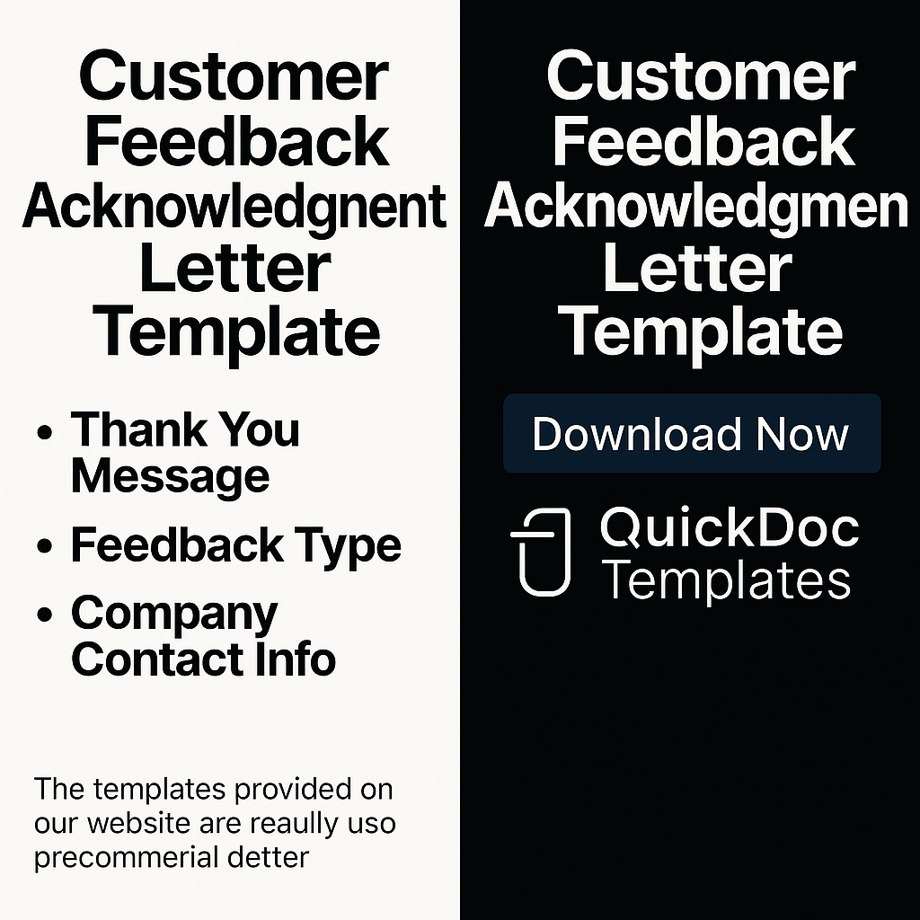Customer Feedback Acknowledgment Letter Template – Editable Thank You Letter to Recognize and Respond to Customer Feedback