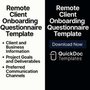 Remote Client Onboarding Questionnaire Template – Editable Form to Collect Key Information for Online Projects and Services