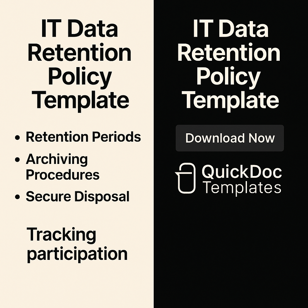 IT Data Retention Policy Template – Editable Archiving & Disposal Guidelines