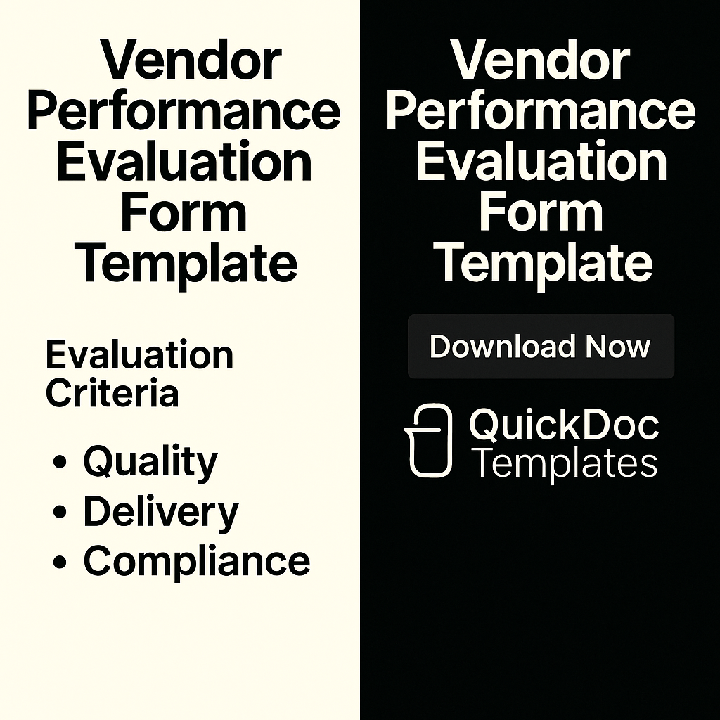 Vendor Performance Evaluation Form Template – Editable Supplier Assessment Tool