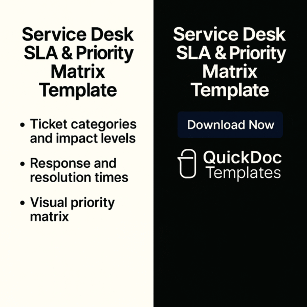Service Desk SLA & Priority Matrix Template – Editable IT Support ...