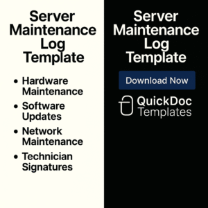 Server Maintenance Log Template – Editable IT Record for Tracking Server Updates and Performance Checks