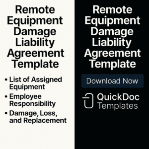 Remote Equipment Damage Liability Agreement Template – Editable Contract for Protecting Company Assets in Remote Work